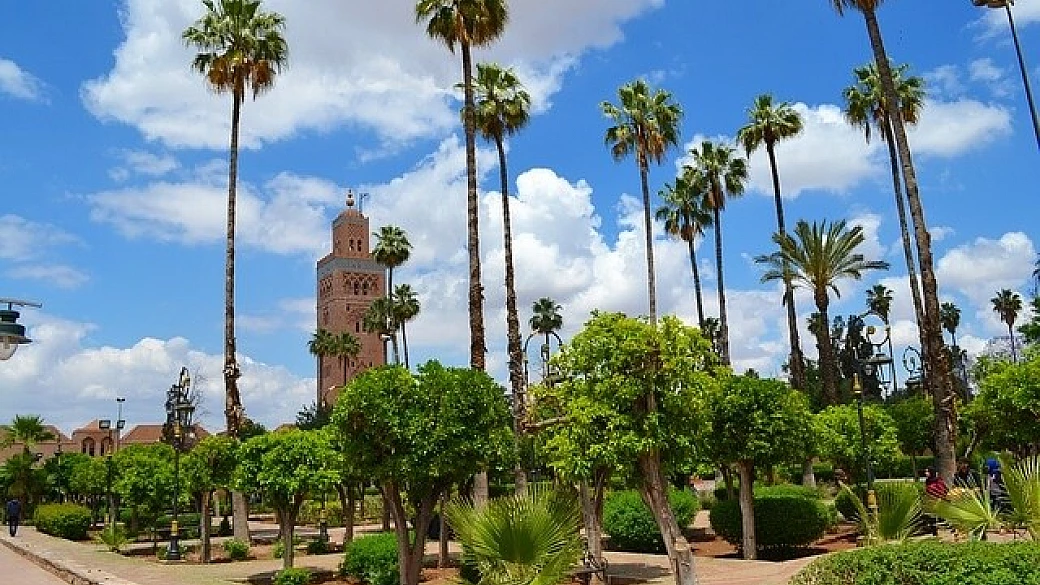 Couple enjoying Paris with Eiffel Tower